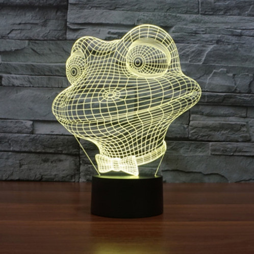 Grenouille Style 7 Couleur Décoloration Creative Visual Stéréo Lampe 3D Tactile Commutateur LED Lumière Bureau Lampe Nuit Lumière SG28901105-013