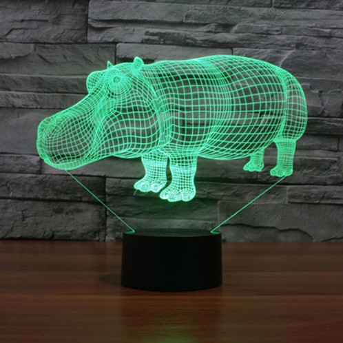Rhino Style 7 Couleur Décoloration Creative Laser stéréo Lampe 3D Touch Switch Control LED Light Lampe de bureau Night Light SR28916-013