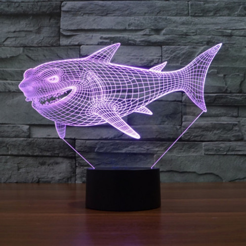 Side Face Shark Style 7 Décoloration de couleur Lampe stéréo visuelle créative Commutateur tactile 3D Commande LED Light Lampe de bureau Night Light SS28927-013