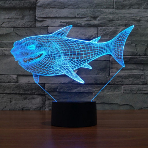 Side Face Shark Style 7 Décoloration de couleur Lampe stéréo visuelle créative Commutateur tactile 3D Commande LED Light Lampe de bureau Night Light SS28927-013