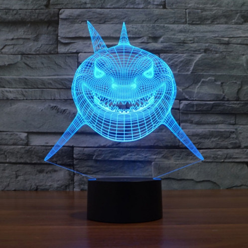 Positive Face Shark Style 7 Couleur Décoloration Creative Visual Stereo Lamp 3D Touch Switch Control LED Light Lampe de bureau Night Light SP28934-013