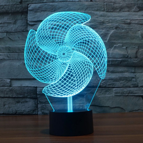 Big Pinwheel Style 7 Couleur Décoloration Creative Laser stéréo Lampe 3D Touch Switch Control LED Light Lampe de bureau Night Light SB28961-013