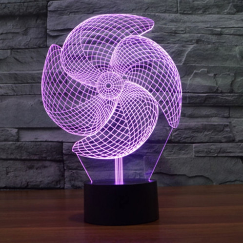 Big Pinwheel Style 7 Couleur Décoloration Creative Laser stéréo Lampe 3D Touch Switch Control LED Light Lampe de bureau Night Light SB28961-013