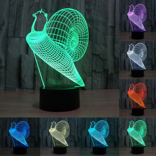 Style d'escargot 7 Décoloration des couleurs Lampe stéréo visuelle créative Commande tactile 3D Commande LED Lumière Lampe de bureau Lampe de nuit SS29003-013