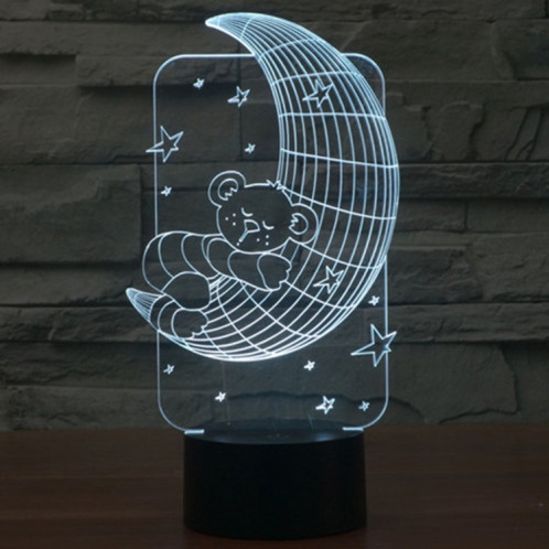 Moon Bears Style 7 Couleur Décoloration Creative Visual Stéréo Lampe 3D Tactile Commutateur LED Lumière Bureau Lampe de Nuit Lumière SM29041169-013