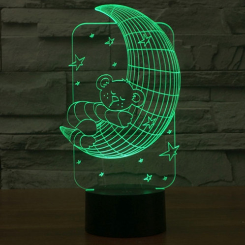 Moon Bears Style 7 Couleur Décoloration Creative Visual Stéréo Lampe 3D Tactile Commutateur LED Lumière Bureau Lampe de Nuit Lumière SM29041169-013