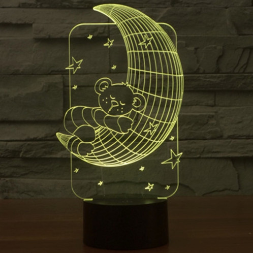 Moon Bears Style 7 Couleur Décoloration Creative Visual Stéréo Lampe 3D Tactile Commutateur LED Lumière Bureau Lampe de Nuit Lumière SM29041169-013