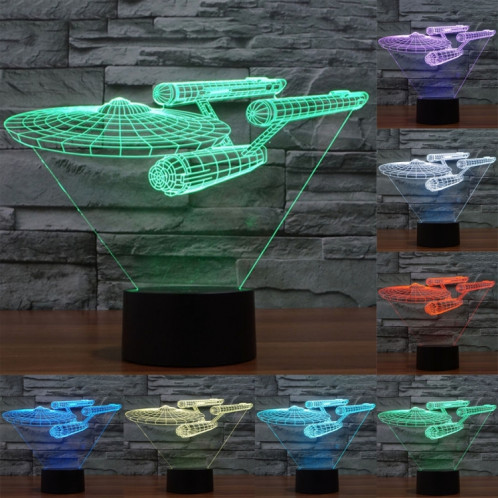 Star Trek Battleship Style 7 Couleur Décoloration Creative Visual Stéréo Lampe 3D Tactile Commutateur LED Lumière Bureau Lampe Nuit Lumière SS29061734-013