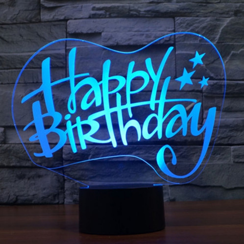 Joyeux anniversaire Style 7 Décoloration des couleurs Lampe stéréo visuelle créative Commande tactile 3D Contrôle LED Lumière de bureau Lampe de nuit Lampe de nuit SJ29132-013