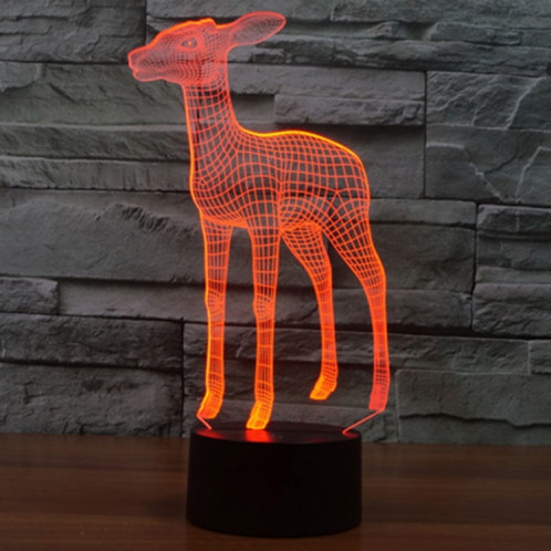 Deer Style 7 Couleur de décoloration Creative Visual stéréo lampe 3D Touch Switch Control LED Light Lampe de bureau Night Light SD29145-013