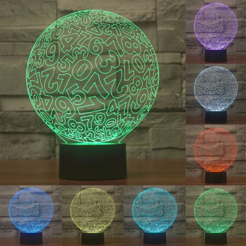 Numéros Style 7 Couleur Décoloration Creative Laser stéréo Lampe 3D Touch Switch Control LED Light Lampe de bureau Night Light SN29208-013