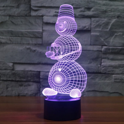 Bonhomme De Neige Style 7 Couleur Décoloration Creative Visual Stéréo Lampe 3D Tactile Commutateur LED Lumière Bureau Lampe De Nuit Lumière SB29221056-013