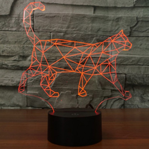 Walking Cat Shape 7 couleurs de décoloration Creative Visual stéréo lampe 3D Touch Switch Control LED Light Lampe de bureau Night Light SW29274-012