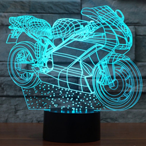 Forme de moto 7 couleurs de décoloration Lampe de stéréo visuelle créative Commande de commutation tactile 3D Lumière de lumière LED Lampe de bureau Lampe de nuit SF29304-012