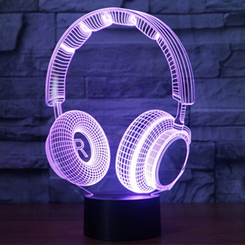 Forme du casque 7 Couleur de décoloration Lampe stéréo visuelle créative Commutateur tactile 3D Commande LED Lumière Lampe de bureau Lampe de nuit SF29319-012