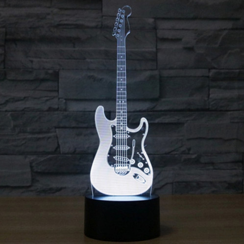 Forme de guitare électrique 7 couleurs de décoloration Lampe de stéréo visuelle créative Commande de commutation tactile 3D Lumière de lumière LED Lampe de bureau Lampe de nuit SF29330-012