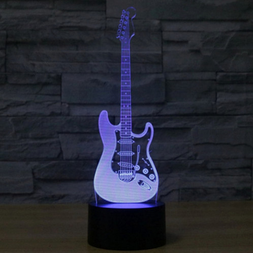 Forme de guitare électrique 7 couleurs de décoloration Lampe de stéréo visuelle créative Commande de commutation tactile 3D Lumière de lumière LED Lampe de bureau Lampe de nuit SF29330-012