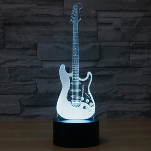Forme de guitare électrique 7 couleurs de décoloration Lampe de stéréo visuelle créative Commande de commutation tactile 3D Lumière de lumière LED Lampe de bureau Lampe de nuit SF29330-012