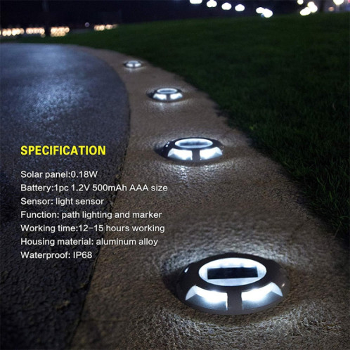 4 PCS LED Lampe de sol intégrée à énergie solaire IP68 Lampe de jardin extérieur étanche (noir) SH221B1360-07