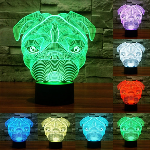 Forme du chien 7 couleurs de décoloration Lampe stéréo visuelle créative Commutateur tactile 3D Commande LED Lumière Lampe de bureau Lampe de nuit SF33302-013