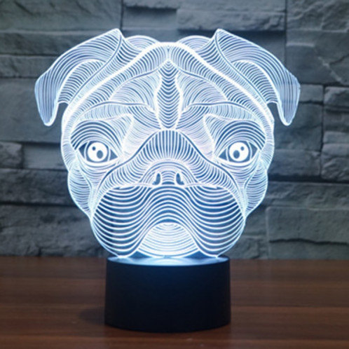 Forme du chien 7 couleurs de décoloration Lampe stéréo visuelle créative Commutateur tactile 3D Commande LED Lumière Lampe de bureau Lampe de nuit SF33302-013