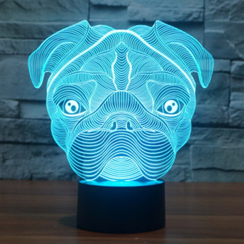 Forme du chien 7 couleurs de décoloration Lampe stéréo visuelle créative Commutateur tactile 3D Commande LED Lumière Lampe de bureau Lampe de nuit SF33302-013