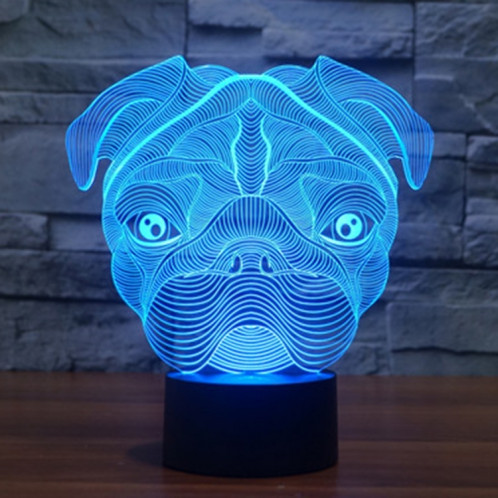 Forme du chien 7 couleurs de décoloration Lampe stéréo visuelle créative Commutateur tactile 3D Commande LED Lumière Lampe de bureau Lampe de nuit SF33302-013