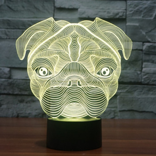 Forme du chien 7 couleurs de décoloration Lampe stéréo visuelle créative Commutateur tactile 3D Commande LED Lumière Lampe de bureau Lampe de nuit SF33302-013