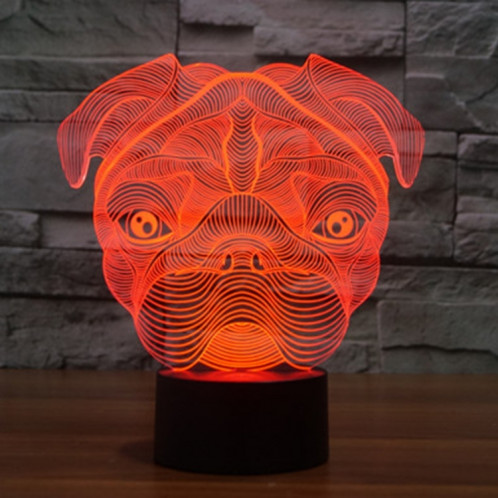 Forme du chien 7 couleurs de décoloration Lampe stéréo visuelle créative Commutateur tactile 3D Commande LED Lumière Lampe de bureau Lampe de nuit SF33302-013