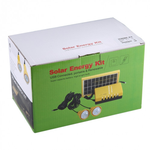 Kit d'énergie solaire LED rechargeable, multi-fonction portable avec ampoules, carte FM / TF de soutien, AC 220V, prise US / UE SH34101734-014