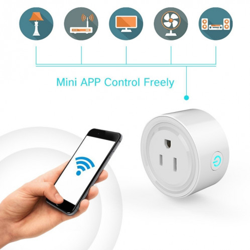 10A Forme Ronde WiFi Mini Plug APP Télécommande Timing Smart Socket Fonctionne avec Alexa et Google Accueil, AC 100-240 V, US Plug S135061966-016