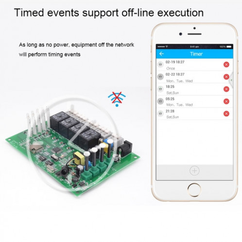 Sonoff 4CH Pro 433MHz Télécommande + WiFi Minuterie Smart Interrupteur, Interlock / Auto-verrouillage, 3 modes de fonctionnement, Compatible avec Alexa et Google Home, Support iOS et Android SS3521241-010