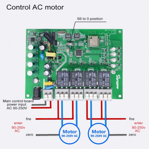 Sonoff 4CH Pro 433MHz Télécommande + WiFi Minuterie Smart Interrupteur, Interlock / Auto-verrouillage, 3 modes de fonctionnement, Compatible avec Alexa et Google Home, Support iOS et Android SS3521241-010