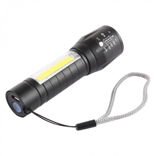 A2 USB rechargeable étanche Zoomable lampe de poche XPE + COB avec 3 modes et boîte de stockage SH36141613-09