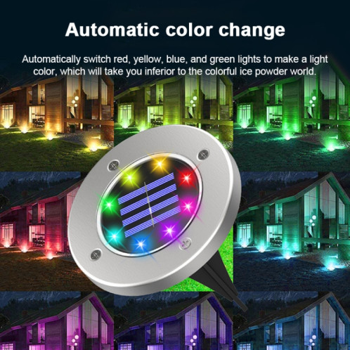 Type de capteur de lumière de pelouse de jardin extérieur solaire dimmable coloré à 8 LED, contrôle de la lumière intelligent, lumière enterrée SHED361942-011