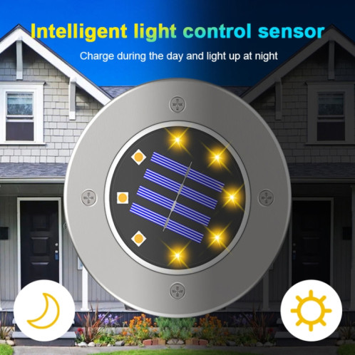 Type de capteur de lumière de pelouse de jardin extérieur solaire dimmable coloré à 8 LED, contrôle de la lumière intelligent, lumière enterrée SHED361942-011