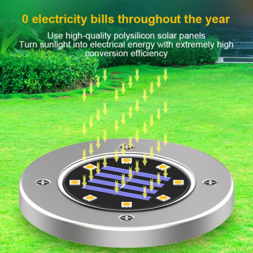 Type de capteur de lumière de pelouse de jardin extérieur solaire dimmable coloré à 8 LED, contrôle de la lumière intelligent, lumière enterrée SHED361942-011