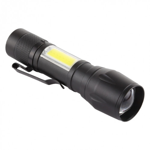 A3 USB rechargeable étanche Zoomable Lampe de poche XPE + COB avec 3 modes et boîte de rangement et clips SH37101579-08