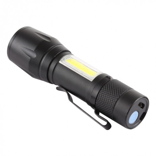 A3 USB rechargeable étanche Zoomable Lampe de poche XPE + COB avec 3 modes et boîte de rangement et clips SH37101579-08