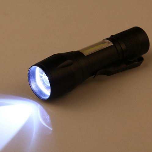 A3 USB rechargeable étanche Zoomable Lampe de poche XPE + COB avec 3 modes et boîte de rangement et clips SH37101579-08
