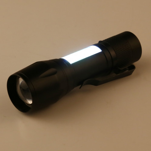 A3 USB rechargeable étanche Zoomable Lampe de poche XPE + COB avec 3 modes et boîte de rangement et clips SH37101579-08