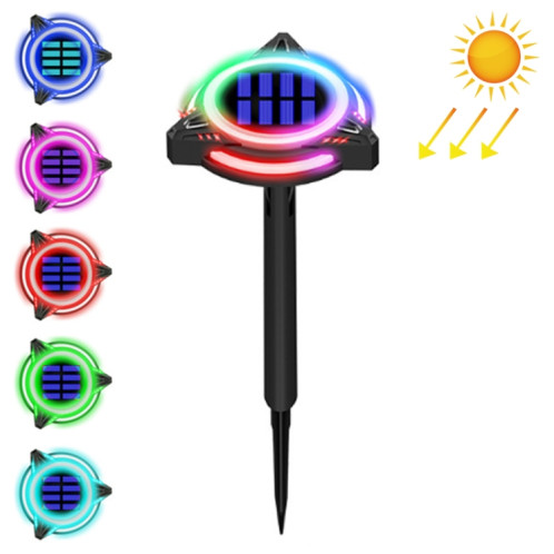 TG-JG00129 10 LED Soucoupe Volante Triangulaire Long Tube Solaire Extérieur En Plastique Imperméable À L'eau Jardin Décoratif Prise Au Sol Lumière Contrôle Intelligent De La Lumière Lumière Enterrée, Gradation SH38331510-014