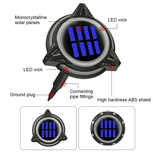TG-JG00128 8 LED Spotted Long Tube Solaire Extérieur En Plastique Imperméable À L'eau Jardin En Plastique Décoratif Prise Au Sol Lumière Intelligente Contrôle De La Lumière Enterré Lumière, Gradation Colorée SH3834926-014