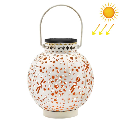 Lanterne solaire SZ-20004 en fer forgé, lampe creuse pour pelouse, lampe décorative d'extérieur pour jardin (blanc) SH3837814-07