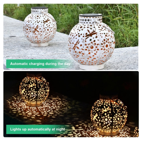 SZ-20004 Lanterne solaire en fer forgé lampe de pelouse creuse lampe décorative de jardin extérieur (Bronze) SH837A1119-07