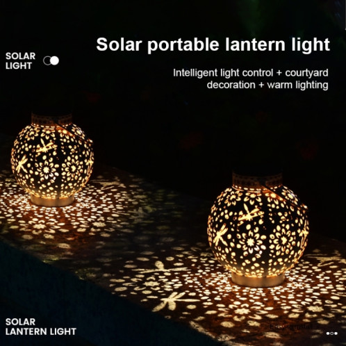 SZ-20004 Lanterne solaire en fer forgé lampe de pelouse creuse lampe décorative de jardin extérieur (Bronze) SH837A1119-07