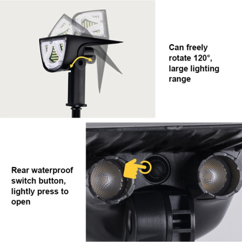 Projecteur solaire extérieur IP65 étanche LED paysage jardin prise de terre lumière lampe de pelouse décorative (lumière blanche) SH39WL63-014