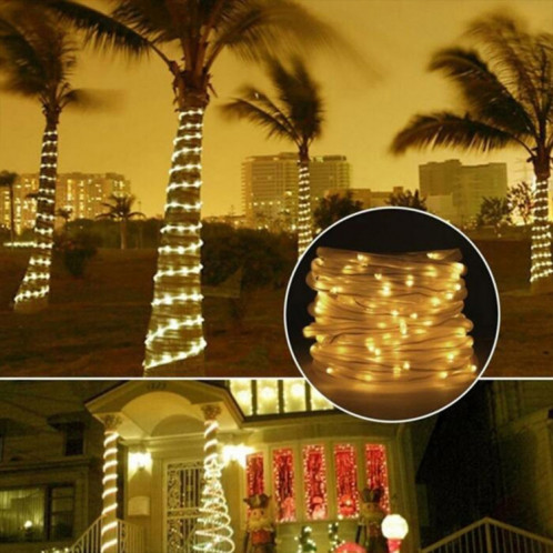 5m 400-600LM lumière de la corde de boîtier, panneau solaire résistant à l'eau 50 LED avec 2m de câble prolongé (blanc chaud) SH56WW954-08