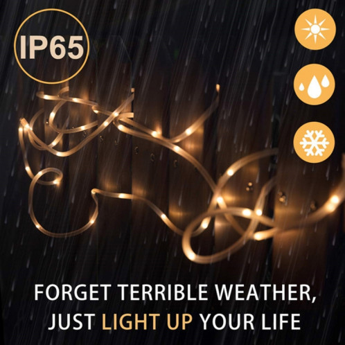 5m 400-600LM lumière de la corde de boîtier, panneau solaire résistant à l'eau 50 LED avec 2m de câble prolongé (blanc chaud) SH56WW954-08