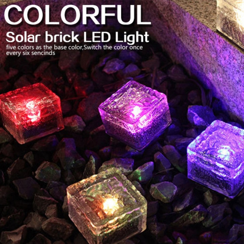 Lampe de décoration de jardin à LED extérieure en verre trempé carré à énergie solaire IP55 étanche, taille: 10 x 10 x 5,2 cm (lumière verte) SH06GL595-012